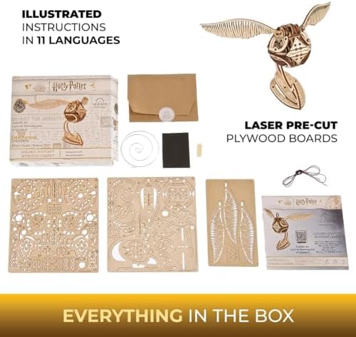 UGEARS Harry Potter Golden Snitch - 3D Wooden Puzzles for Adults, Model Kits for Adults - DIY Model Kit Mechanical Build, Brain Teaser, Hobby Kit, Gifts for Engineers Golden Snitch Collectible - Image 6