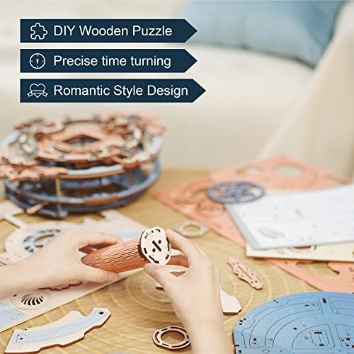 ROKR 3D Puzzles for Adults Vintage Wooden Pendulum Clock Kits 12", Mechanical Building Model Kits DIY Wall Clock Hobbies for Adults Home Decor Gifts - Image 5