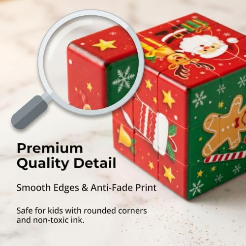 Xmas Pluzz Cube 3x3 5.7cm Twisty Puzzle Brain Speed Cube - Image 5