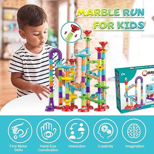 Toys for Boys 4-6 - Marble Runs 3D Maze Game DIY Educational Toys for Kids 5-7 Birthday Gift,Track Pipe Building Blocks Mini Glass Marbles for Kids,Toys for 3+ Year Old Boys Christmas (142PIECES) - Image 4