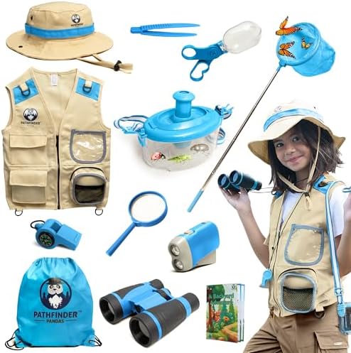 Kids Explorer Kit with Safari Vest & Hat for 7-12 Year Old Boys & Girls by PathfinderPandas