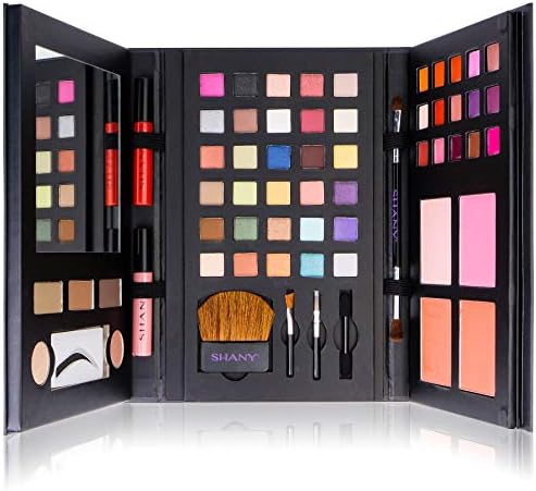 SHANY Luxe Book Makeup Set - All In One Travel Cosmetics Kit with 30 Eyeshadows, 15 Lip Colors, 5 Brushes, 4 Pressed Blushes, 3 Brow Colors, and Mirror by SHANYCosmetics