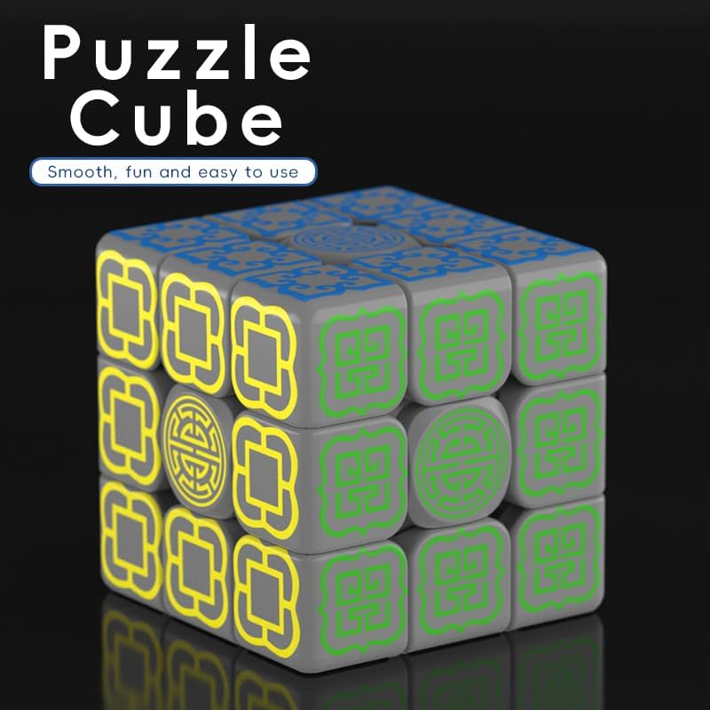 Auspicious Clouds Glow in Dark 3x3 Speed Cube, Luminous Magic Puzzle Cube Brain Teaser Game Toy - Image 5
