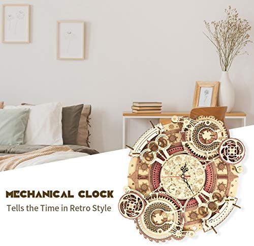 ROKR 3D Wooden Puzzle Clock Model 12"– DIY 168 PCS Mechanical Model Kit Toys Home Decor Elegant Gifts for Teens/Adults - Image 3