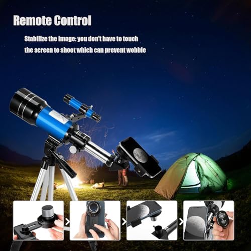 Telescope for Kids & Adults, 70mm Aperture 300mm Telescopes for Astronomy Beginners, 15X-150X Magnification Portable Refractor Telescope with Adjustable Tripod, Phone Adapter - Image 3