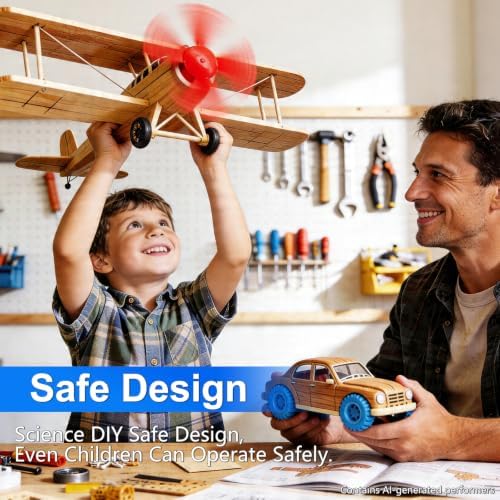 6 Set Electric DC Motor Kit, Electric Small Motor 3-12V 25000 RPM with 9V Battery Clip Connector, Shaft Propeller, 2 x AA Battery Holder, Plastic Wheels for DIY Science Projects - Image 4