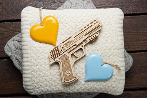 UGEARS Wolf-01 Handgun 3D Wooden Puzzles for Adults - Wooden Model Kits for Adults Rubber Space Band Handguns Mechanical Handgun Models Wood Puzzle Gun Brain Teaser, Hobby Set - Image 6