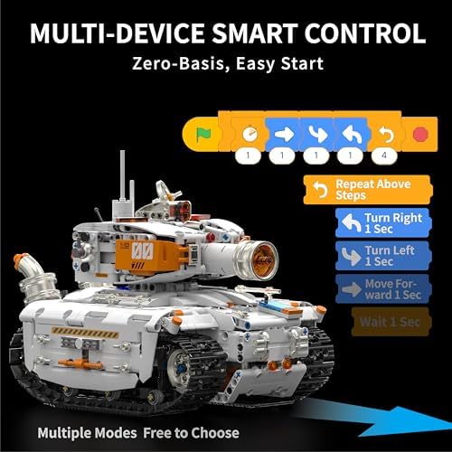 VANLINNY 2 in 1 Rc Tank & Excavator Building Block Set–1129 Pcs Programmable Mechanical Tank Toy with 360° Rotation, Functional Arm Excavator Toy with Bucket, STEM Science Kits for Boys Girls 8-14 ﻿ - Image 4