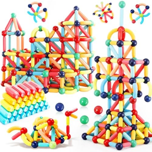 64PCS Magnetic Building Blocks, Montessori Magnet Toys for Kids Ages 3+, STEM Learning Toys for Boys and Girls, Creativity Kids Game by Unknown