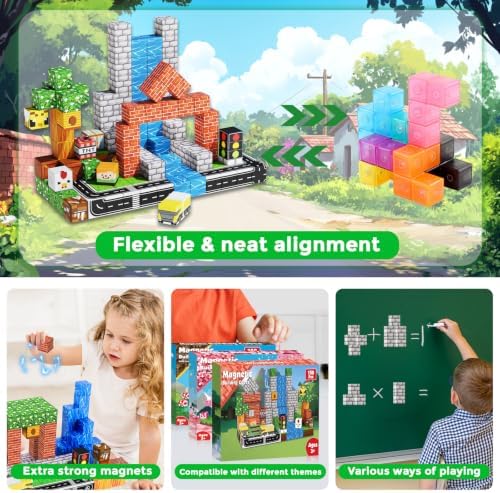 Magneverse 150 PCS Magnetic Blocks - Forest Magnetic Building Block for Kids Ages 4-8, Magnetic Cubes for Boys Girls, STEM Educational Stacking Magnet Toy for 3 4 5 6 7 8 9 10 11 12 Birthday Gifts - Image 6