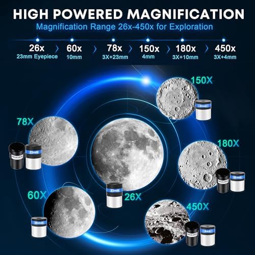 Hawkko Telescope for Adults & Kids, 80mm Aperture 600mm High Powered Telescope for Astronomy Beginners - Refractor Telescopes with AZ Tripod, Phone Adapter and Portable Bag for Moon Observation - Image 3