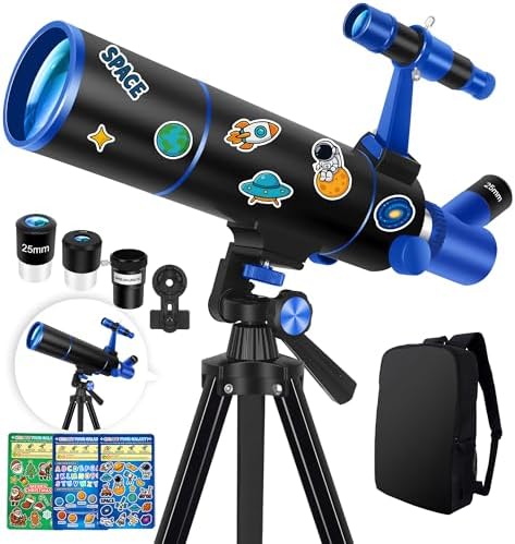 Hawkko Portable Telescope for Kids & Beginners 80mm Aperture 500mm by Hawkko