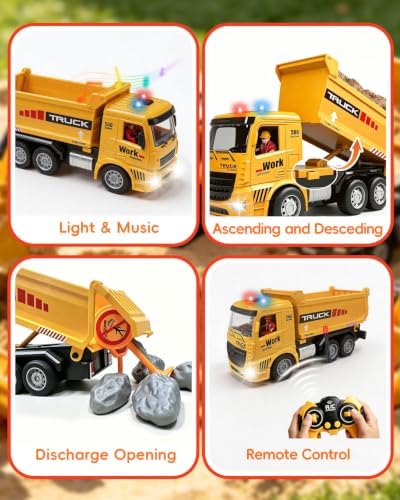 Remote Control Excavator and Dump Truck Toy Set for Kids - Image 4