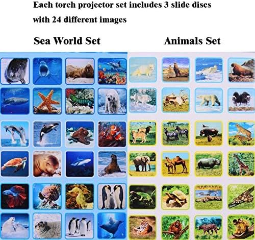 Georgie Porgy Children Projector Toys Educational Science Set Wall Ceiling Tent Torch Flashlight for Kids Gifts for Boys Girls (Wild Animal + Sea World) - Image 5