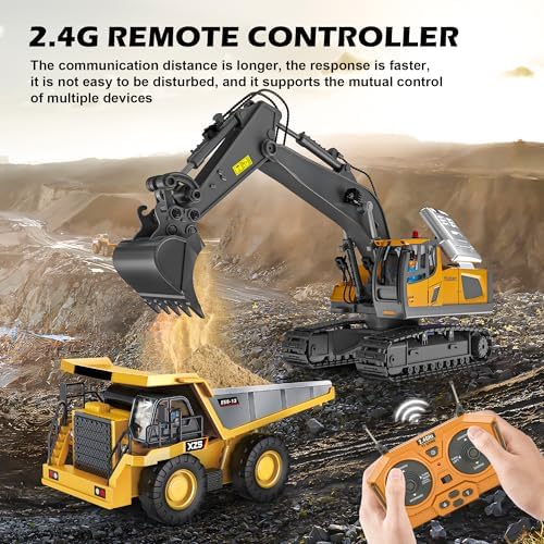 Remote Control Excavator Toy for Boys 6-11 yrs Old,11-Channel RC Excavator Toy,with Metal Shovel,2.4Ghz RC Construction Vehicle,Ideal Gifts for Kids on - Image 4