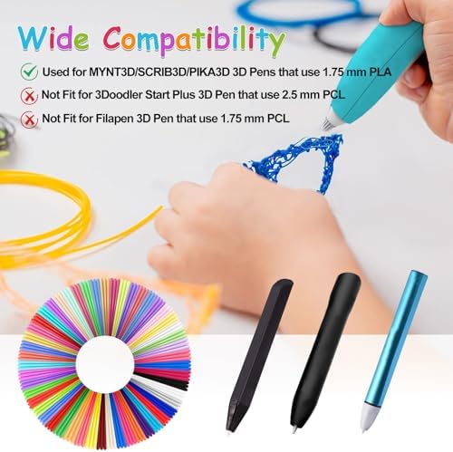 40 Colors 3D Pen Filament Refills 1.75mm PLA Threads Each Color 10 Feet Total 400 Feet with 2 Finger Cap Compatible with SCRIB3D and Compatible with MYNT3D 3D Pencil (3D Pen Not Included) - Image 5