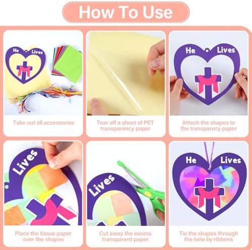 Qyeahkj 36Set Easter Cross Suncatchers Crafts Kit for Kids - Image 3
