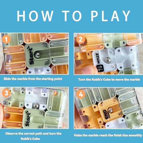 3D Cube Puzzle with Ball Track, Brain Teaser Logic Toy for Kids & Adults, Handheld Twist Challenge Cube for Spatial Reasoning, Easter Basket Stuffers for Boys Girls 8-12 Gifts(Orange) - Image 3
