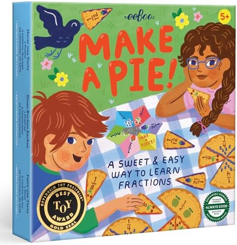 eeBoo Make a Pie Fraction Game, Math Learning Game, Ages 5+, 2-4 Players by eeBoo