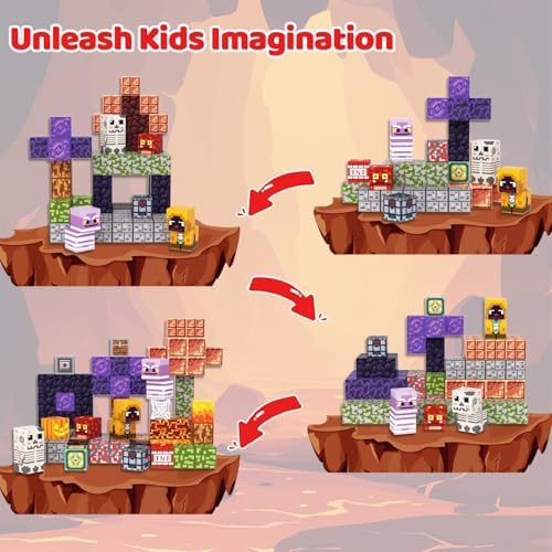 Magnetic Blocks, 100PCS Light Up Building Cube Toys Gifts for Kids - Image 3