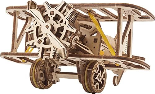 UGEARS Mini Biplane 3D Wooden Puzzles for Adults - Wooden Model Kits for Adults, DIY Craft Kit, Mechanical 3D Puzzle, for Aviation Enthusiasts and Puzzle Lovers by UGEARS-ModelingJoy