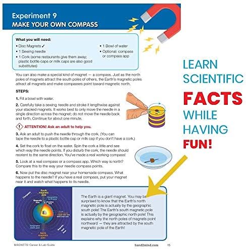 hand2mind Magnetic Science Kit for Kids 8-12, Kids Science Kit with Fact-Filled Guide, Make Magnets Float and Build a Compass, STEM Toys, 9 Science Experiments - Image 4