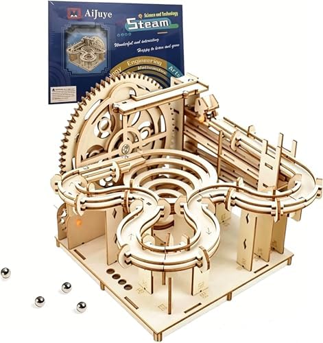 3D Wooden Puzzles for Adults Marble Run Kit - 159pc 4 Steel Marbles Build Mechanical Maze Model STEM Toys for Teens Adults, 4hr Challenge, No Glue Needed & Desk Kinetic Art, Ages 14+ by Unknown