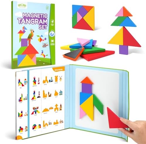 BenBen Magnetic Tangram Puzzle, Wooden Travel Toys Ages 4-8 8-12 by WelcometoBenBen