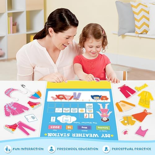 My Weather Station – Kids Daily Calendar & Weather Chart,Preschool Learning Toy,Classroom Calendar Set,Homeschool Supplies, Daily Routine Chart Interactive Weather Observation Board for Toddlers - Image 6