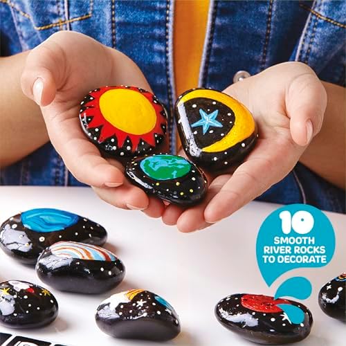 Discovery™ Solar System Studio Rock Art Kit, 35-Piece Space Craft Painting Set, Paint and Decorate Galaxy Rocks with Stencils, STEM Art Kit for Kids Ages 6+ - Image 4