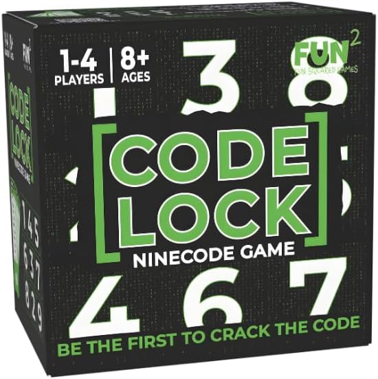 Code Lock NINECODE Game, Fast-Paced Code-Breaking Decoding Game, 40 Puzzles, 4 Difficulty Levels, for 1-4 Players, Ages 8+ by FunSquaredGames