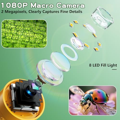 Odatay 1000X Digital Kids Microscope Kit with 12 Slides & 2" Screen, Orange - Image 3
