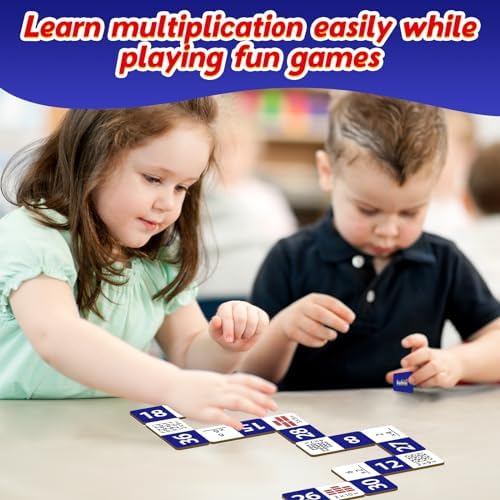 Kasfalci Multiplication Dominoes Set,Math Manipulatives Games for Kids,Counting Toy,Learning Games,Preschool Learning Activities,Homeschool Supplies,Kindergarten Classroom Must Haves,1st 2nd 3rd Grade - Image 2