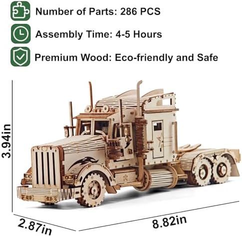 Kaptein 3D Wooden Puzzles for Adults & Teens – DIY Truck Model Kit to Build – Brain Teaser Craft – Birthday Gifts & Desk Decor - Image 4