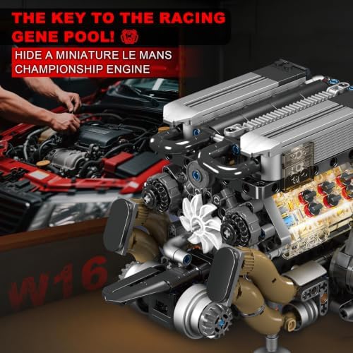 Sosuy W16 Car Engine Model Kit Mini Motor Building Blocks Set that can Runs - Image 7