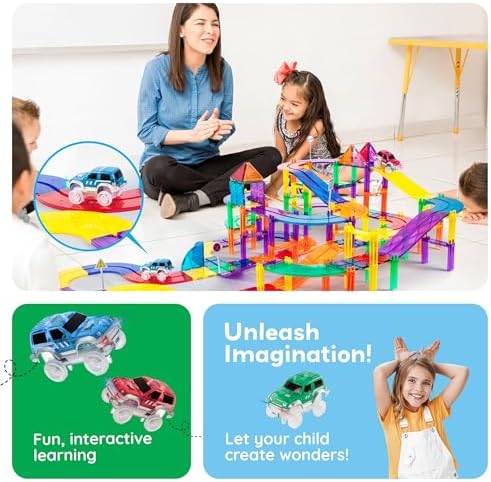 PicassoTiles 3 Pack LED Race Track Cars, Magnetic Tile STEM Toy Set Ages 3+ - Image 5