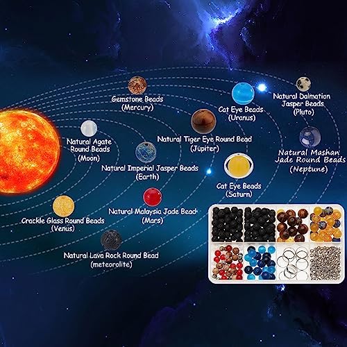 SUNNYCLUE 1 Box 300+Pcs DIY 10 Sets Solar System Bracelets Kit Universe Galaxy The Nine Guardian Planets Bracelet Necklace Tiger Eye Bead Natural Gemstone Beads for Jewelry Making Kits Craft - Image 4