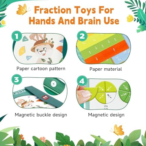 New Magnetic Fraction Demonstration Book for Kids, Magnetic Fraction Playbook, 102 Pcs Magnetic Fraction Tiles, Educational Puzzle Math Fraction Manipulatives for Elementary School Classroom Must Have - Image 4