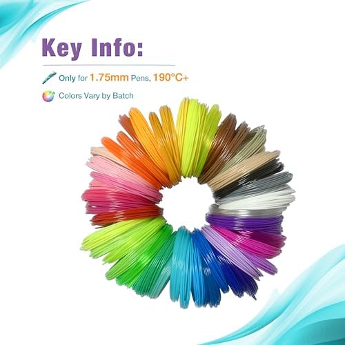 3D Pen PLA Print Filament Refills 1.75mm 20 Color 328 Ft 16.4 Ft Ea - Image 3