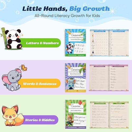 Grooved Cursive Handwriting Workbook for Beginners Kids Ages 8-12 | Cursive Writing Practice Book | Magic Ink Cursive Books with Riddles, Stories & Quotes | Handwriting Without Tears Cursive - Image 3