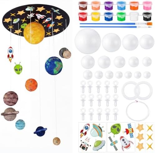 Novabright 87 Pcs Solar System Model Project Kit Back to School Include 16 Mixed Solar System Foam Balls 24 Pigment 4 Brushes DIY Polystyrene Spheres Balls for Outer Space Planet Foam Projects by Unknown