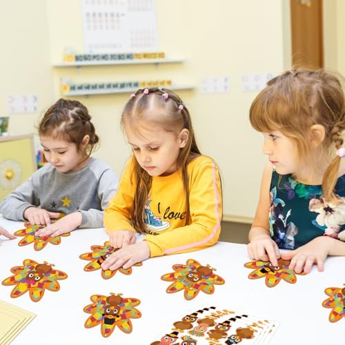 Renbuzhu 36PCS Thanksgiving Crafts Bulk: Turkey Paper Suncatchers DIY Kit for Fall Activities Decorations, Window Stained Glass Effect Art Supplies - Image 2