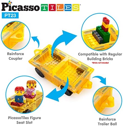 PicassoTiles Magnetic Car Play Set with Action Figures for Kids 3+ - STEM Building Block Vehicle Toy - Image 3