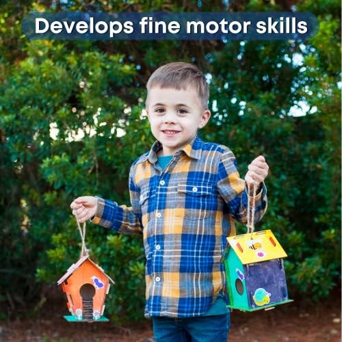 Wooden Birdhouses to Paint - 15 Bulk DIY Bird House Craft Kits for Kids - Image 5