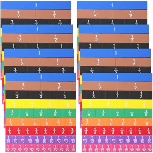Sayglossy 8 Sets Fraction Tiles Set for Math Classroom Fractions Manipulatives Math Learning Manipulatives for Home School Supplies by Sayglossy