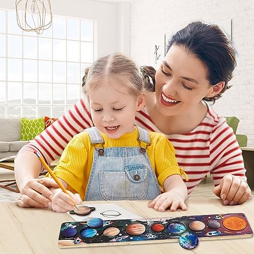 Zeoddler Solar System Toys for Kids 3-6, Wooden Space Puzzle for Kids, Planets for Kids, Preschool Learning Activities, Gift for Boys, Girls - Image 4