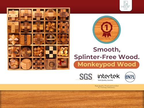 BSIRI 25 in 1 Wooden Brain Teaser Puzzles for Adults and Teens Interlocking 3D Mini Wood Mind Games Hand and Mind Puzzle Teasers Assembly & Disentanglement Set Toys Coffee Table Games Gift - Image 2