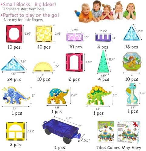 Jasonwell 110PCS Magnetic Tiles Building Blocks Set for Boys Girls Preschool Educational Magnet Construction Kit Stacking STEM Toys Christmas Birthday Gifts for Kids Toddlers 3 4 5 6 7 8 9 + Year Old - Image 4