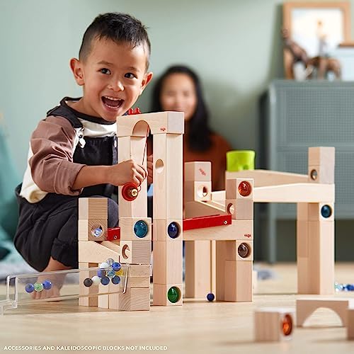 HABA Wooden Marble Run Ball Track Set, STEM Toy for 4-10 Year Olds and Educational Building Set with 42 Pieces, Fun Marble Maze Game, Made in Germany - Image 4