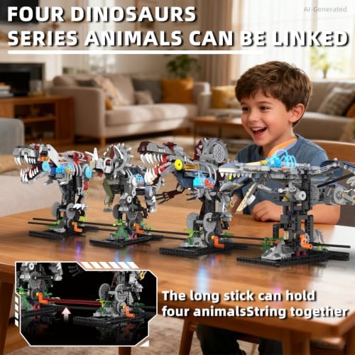 Mechanical Triceratops Dinosaur Building Set with Lights for Boys - Image 5